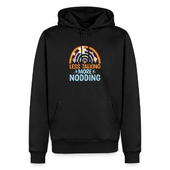 Moins de paroles, plus de hochements de tête pour les introvertis - Sweat à capuche Premium bio Homme - noir - Devant - Nico (187cm)