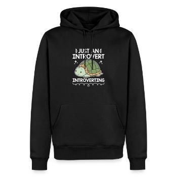 JUSTE UN INTROVERTI INTROVERTI Dictons pour - Sweat à capuche Premium bio Homme - noir - Devant - Nico (187cm)