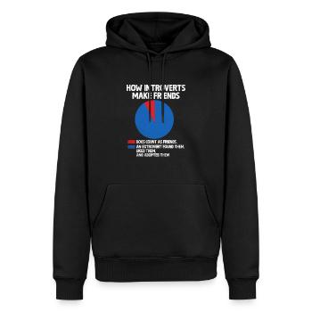 Comment les introvertis se font des amis Dictons pour les introvertis - Sweat à capuche Premium bio Homme - noir - Devant - Nico (187cm)