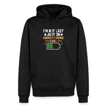 Je ne suis pas paresseux juste sur le mode d’économie d’énergie Sarcasme - Sweat à capuche Premium bio Homme - noir - Devant - Nico (187cm)