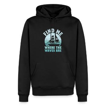 Finde mich dort, wo die Wellen sind Paddelboot - Männer Premium Bio Hoodie - Schwarz - Vorne - Nico (187cm)