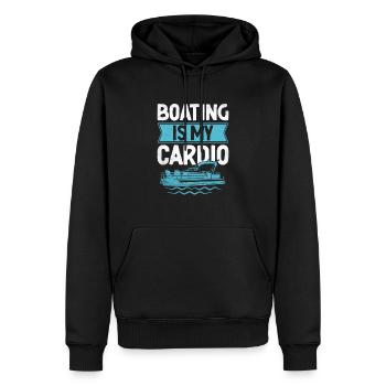 Bootfahren ist mein Cardio-Paddelboot - Männer Premium Bio Hoodie - Schwarz - Vorne - Nico (187cm)