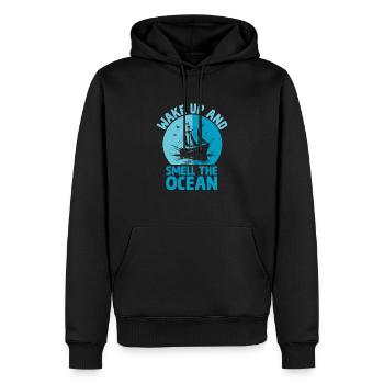 Wachen Sie auf und riechen Sie das Ocean Paddle Boat - Männer Premium Bio Hoodie - Schwarz - Vorne - Nico (187cm)