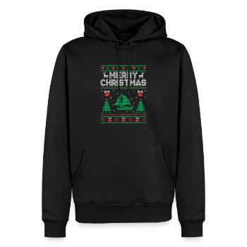 Weihnachtsmotto: Frohe Weihnachten Paddelboot - Männer Premium Bio Hoodie - Schwarz - Vorne - Nico (187cm)