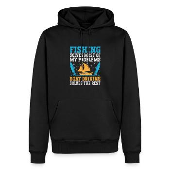 La pêche résout la plupart de mes problèmes de navigation de plaisance - Sweat à capuche Premium bio Homme - noir - Devant - Nico (187cm)