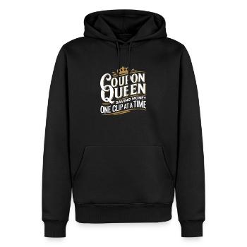 Coupon Queen Sparen Sie Geld Clip für Clip - Männer Premium Bio Hoodie - Schwarz - Vorne - Nico (187cm)