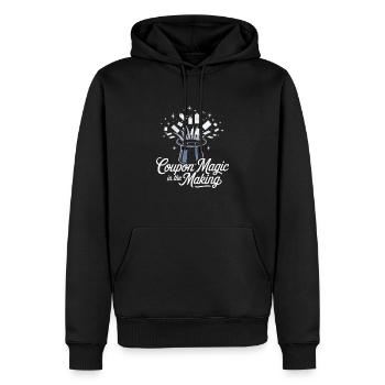 Coupon-Magie in der Herstellung Couponer Shopper Speichern - Männer Premium Bio Hoodie - Schwarz - Vorne - Nico (187cm)