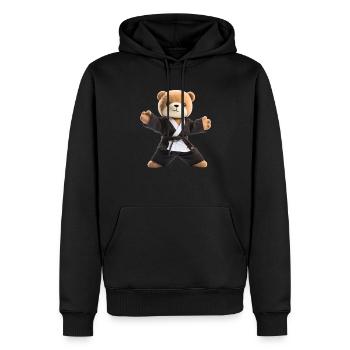 Karate Bear - Men’s Premium Organic Hoodie - black - Front - Nico (187cm)