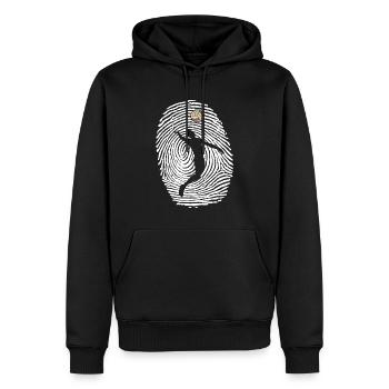 Empreinte digitale volley-ball DNA retro blanc - Sweat à capuche Premium bio Homme - noir - Devant - Nico (187cm)