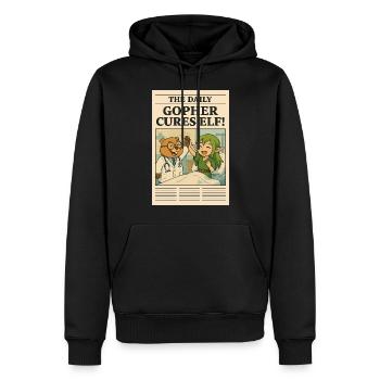 GOPHER CURES ELF - Men’s Premium Organic Hoodie - black - Front - Nico (187cm)
