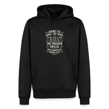 Lustige Sprüche Arbeit Pause Job Büro - Männer Premium Bio Hoodie - Schwarz - Vorne - Nico (187cm)
