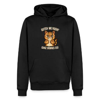 Guten Morgen ganz dünnes Eis Katze lustig - Männer Premium Bio Hoodie - Schwarz - Vorne - Nico (187cm)