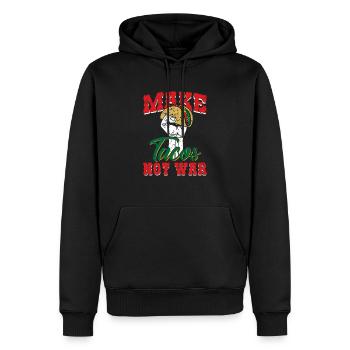 Mach Tacos keinen Krieg - Mexico - Taco Spruch - Männer Premium Bio Hoodie - Schwarz - Vorne - Nico (187cm)