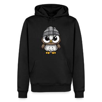 Bande dessinée d’hiver hibou - Sweat à capuche Premium bio Homme - noir - Devant - Nico (187cm)