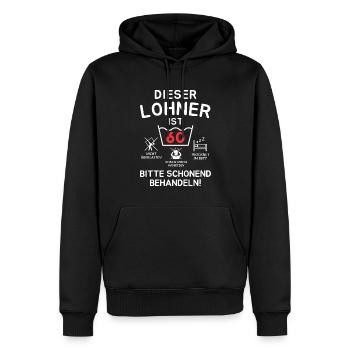 Ce salarié a 60 ans. Traitez en douceur - Sweat à capuche Premium bio Homme - noir - Devant - Nico (187cm)