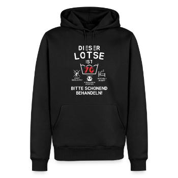 Dieser Lotse ist 70. Schonend behandeln - Männer Premium Bio Hoodie - Schwarz - Vorne - Nico (187cm)