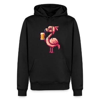 Flamingo Pixel Bier - Männer Premium Bio Hoodie - Schwarz - Vorne - Nico (187cm)