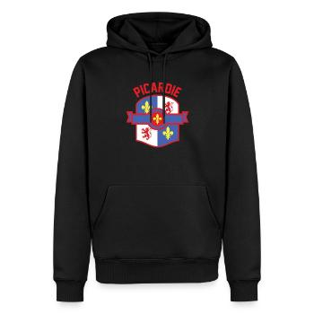 Picardie Blason - Sweat à capuche Premium bio Homme - noir - Devant - Nico (187cm)