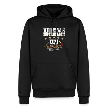 Opi Superheld - Männer Premium Bio Hoodie - Schwarz - Vorne - Nico (187cm)