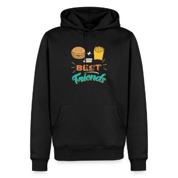 Burger + Frites = Meilleurs amis - Sweat à capuche Premium bio Homme - noir - Devant - Nico (187cm)
