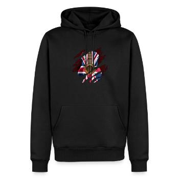 Drapeau de guitare britannique à l'intérieur - Sweat à capuche Premium bio Homme - noir - Devant - Nico (187cm)