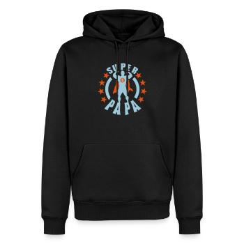 super papa muscle bodybuilder cape heros - Sweat à capuche Premium bio Homme - noir - Devant - Nico (187cm)