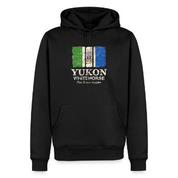 Yukon Flag - Canada - Vintage Look - Männer Premium Bio Hoodie - Schwarz - Vorne - Nico (187cm)
