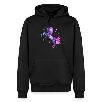 Einhorn unicorn Sterne Fantasy galaxy Universum - Männer Premium Bio Hoodie - Schwarz - Vorne - Nico (187cm)