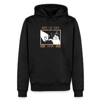 Logo papa chat - Sweat à capuche Premium bio Homme - noir - Devant - Nico (187cm)