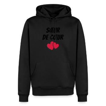 Sœur de cœur - Sweat à capuche Premium bio Homme - noir - Devant - Nico (187cm)