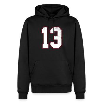 Nombre Thirteen - 13 Classic Vintage Sport - Sweat à capuche Premium bio Homme - noir - Devant - Nico (187cm)