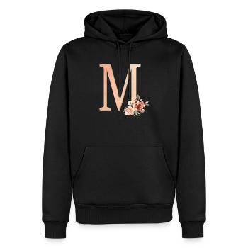 M Brief mit Blumen - Männer Premium Bio Hoodie - Schwarz - Vorne - Nico (187cm)