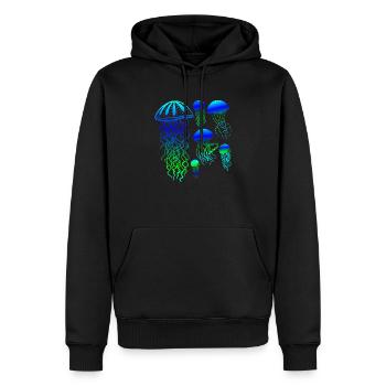 Qualle fuorescent BytheManzanitas - Sweat à capuche Premium bio Homme - noir - Devant - Nico (187cm)
