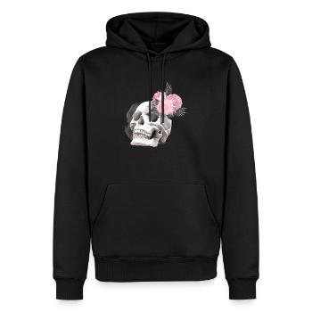 Nuit fleurs gothique goth crâne mort crâne punk - Sweat à capuche Premium bio Homme - noir - Devant - Nico (187cm)