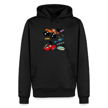 Fahrzeuge Zeichnung - Männer Premium Bio Hoodie - Schwarz - Vorne - Nico (187cm)