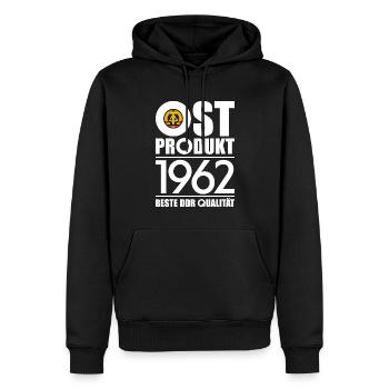 OSTPRODUKT 1962 DDR OSSI 64. GEBURTSTAG - Männer Premium Bio Hoodie - Schwarz - Vorne - Nico (187cm)