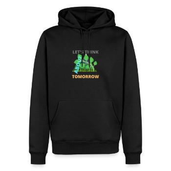 LET' S THINK ABOUT TOMORROW - Sweat à capuche Premium bio Homme - noir - Devant - Nico (187cm)