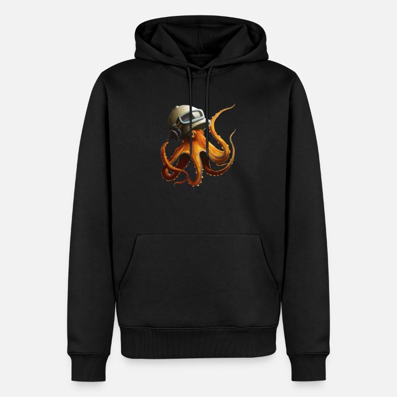 Krake Oktopus mit Helm Geschenkidee - Männer Premium Bio Hoodie - Schwarz