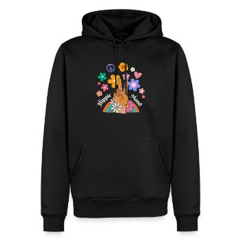 Hippie mood - Sweat à capuche Premium bio Homme - noir - Devant - Nico (187cm)