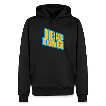 Citation de Jésus est roi - Sweat à capuche Premium bio Homme - noir - Devant - Nico (187cm)