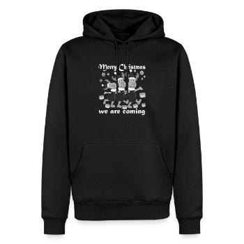 Joyeux Noël nous venons et apportons des cadeaux - Sweat à capuche Premium bio Homme - noir - Devant - Nico (187cm)