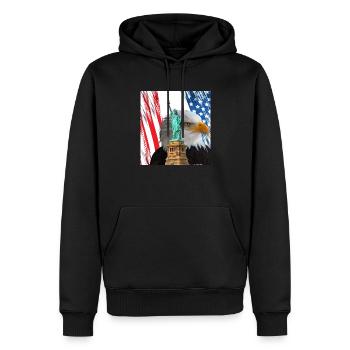 États-Unis, Statue de la Liberté et Aigle. - Sweat à capuche Premium bio Homme - noir - Devant - Nico (187cm)