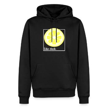 Vibe Check Zitrone - Männer Premium Bio Hoodie - Schwarz - Vorne - Nico (187cm)
