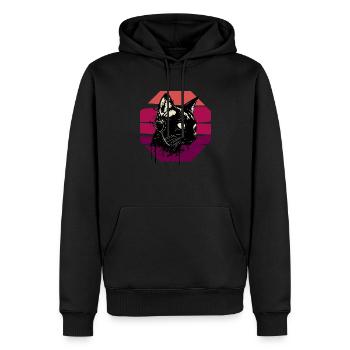 Cat Wearing Headphones | cat wearing earphones - Men’s Premium Organic Hoodie - black - Front - Nico (187cm)