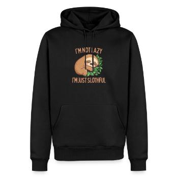 Ich bin nicht faul, ich bin nur faul - Männer Premium Bio Hoodie - Schwarz - Vorne - Nico (187cm)