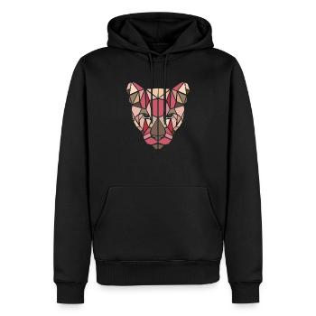 Tête de Tigre Géométrie - Rose - Sweat à capuche Premium bio Homme - noir - Devant - Nico (187cm)