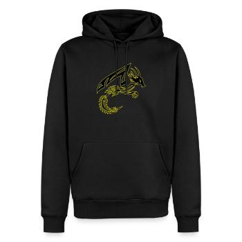 Dragon tribal noir et jaune - Sweat à capuche Premium bio Homme - noir - Devant - Nico (187cm)
