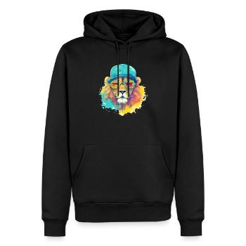 Izi le lion cool - Sweat à capuche Premium bio Homme - noir - Devant - Nico (187cm)