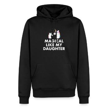 Magique comme ma fille Licorne - Sweat à capuche Premium bio Homme - noir - Devant - Nico (187cm)