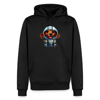 Astronaute teckel - Sweat à capuche Premium bio Homme - noir - Devant - Nico (187cm)